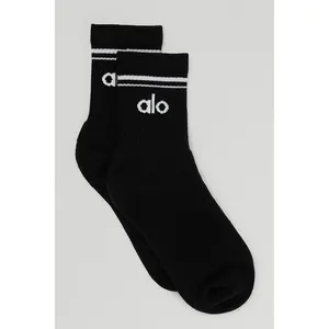 Alo Yoga Half-Crew Throwback Sock Black | crew socks | athletic | unisex | cotton blend | gym | casual | Premium Quality | Essential Accessory | Everyday Use | Gift Idea | Spring 2026 | New Arrival