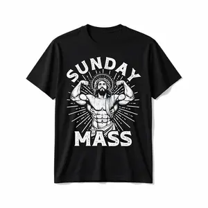 Summer t Shirts Funny Christian Sunday Mass Bodybuilder Gym Jesus Motivation T-Shirt Selected pure cotton interesting design DIY short sleeve t-shirt for men
