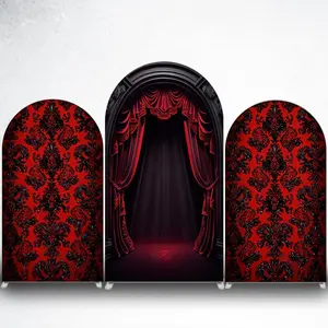 Red Curtain Theater Arch Backdrop Cover for Stage and Event Decor