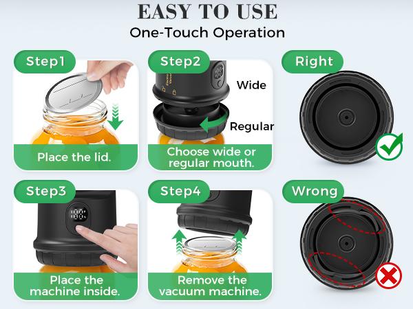Automatic Electric Mason Jar Vacuum Sealer,Jar Vacuum Sealer for Wide and Regular Mouth Mason Jars with Ergonomic Handle,Cordless Vacuum Sealing Machine Outdoorfun Kitchen Appliances TikTokShopBacktoSchool Portable Smart