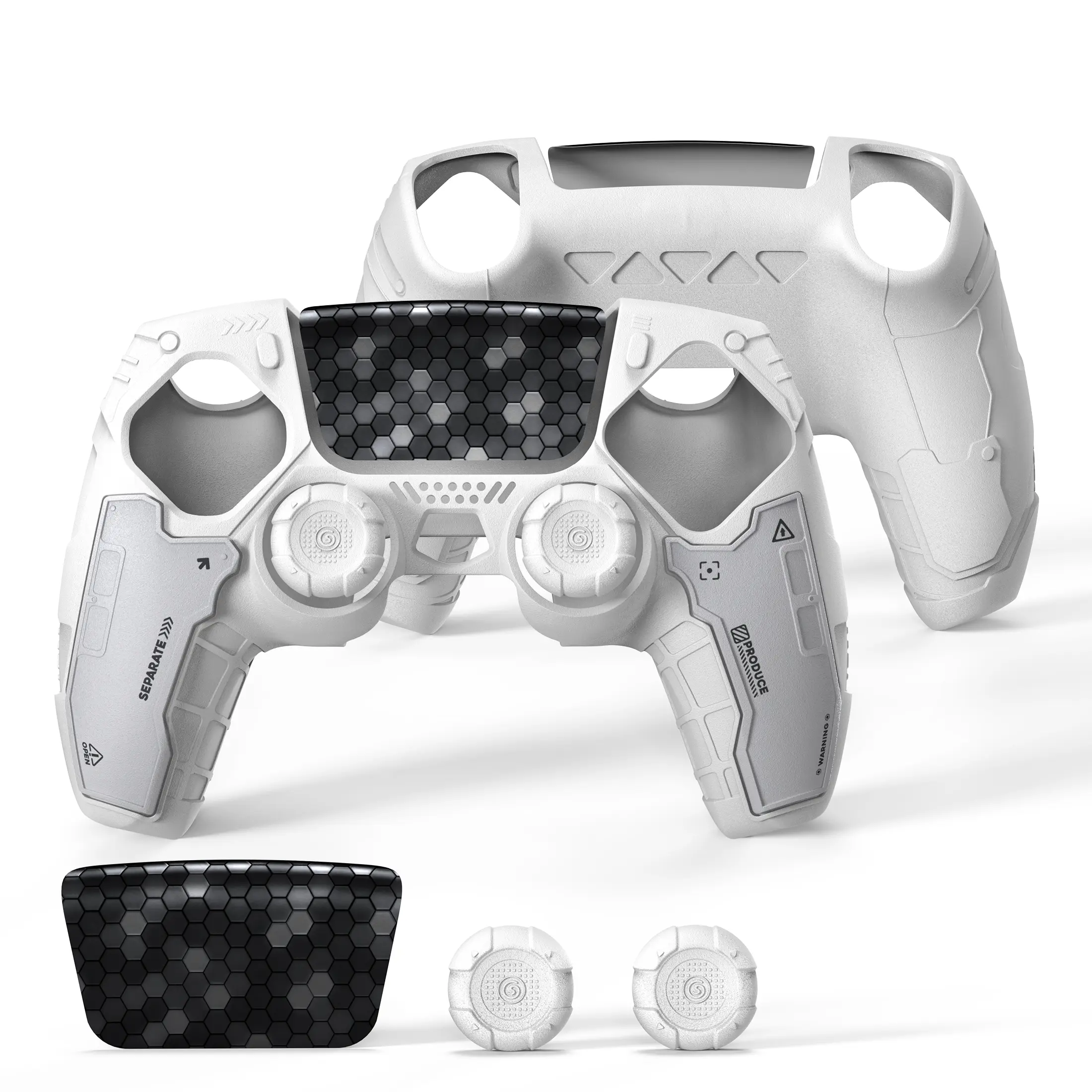 GeekShare G.S.TAC Tactical PS5 Controller Skin Set,Anti Slip Siicone Protective Cover Skin Case for PSS Wireless Controller with 2 Thumb Grip Caps and 2 Stickers