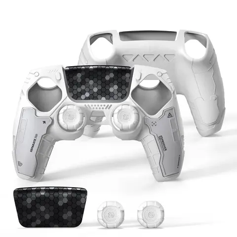 GeekShare G.S.TAC Tactical PS5 Game Controller Skin Set - Anti-Slip Silicone Protective Cover, 2 Thumb Grip Caps, 2 Stickers, Cloth, Aesthetic Military Console Accessories with Durability to Enhance Gameplay Experience Smartphone Protection