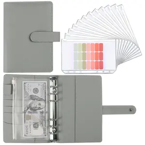 Money Saving Binder with Zipper Envelopes A6 Budget Planner for Managing Budgets and Saving Money - Savings Challenges Book for Cash Envelopes - 12pcs