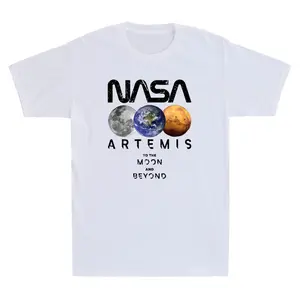 NASA Artemis Mission Earth Moon Mars Worm Logo Retro Men's Short Sleeve T-Shirt