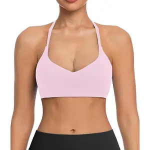 Y Back Adjustable Sports Bra for Women, Low Impact Racerback Workout Yoga Bras with Thin Straps and Removable Pads