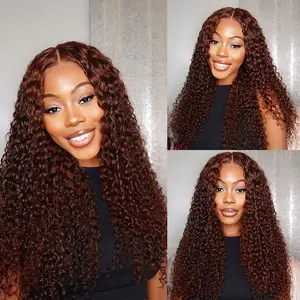 Nadula Reddish Brown Jerry Curly Human Hair Wig with Pre-Cut Lace Glueless and Pre-Plucked Beginner Friendly 7x5 Lace Closure Wig TikTokShopStockUp