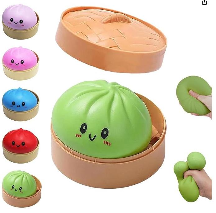 Squishy Dumpling Stress Balls for Adults, Dumpling Squishy Toys for Kids, Dumpling Fidget Sensory Toy,Diameter Squeeze Dough Ball Stress Relief Toy, Stretchy Stress Ball Squish Toys