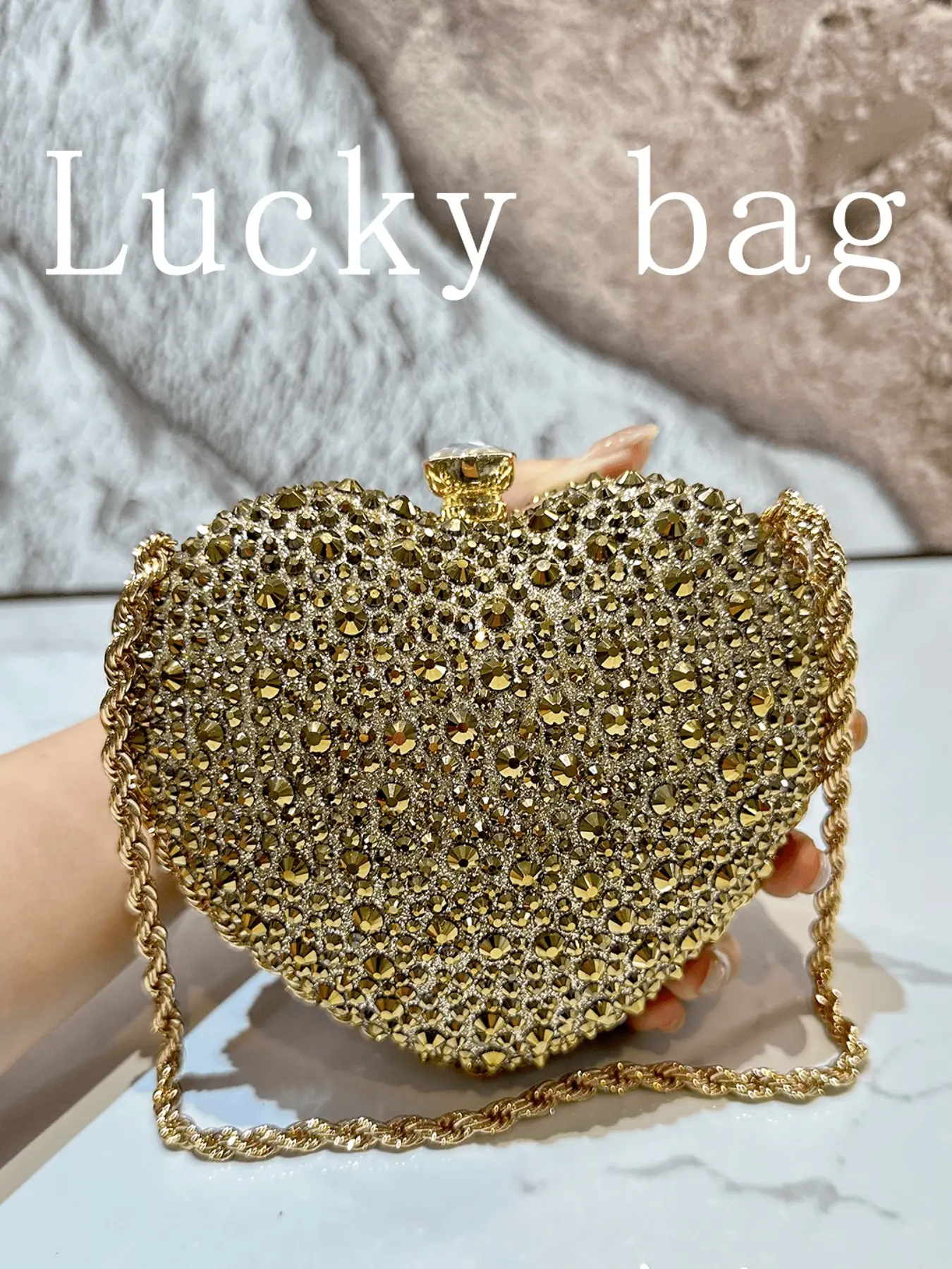 New Fashion Shiny Heart Rhinestone Handbag, Luxury Clutch Purse, Elegant Clutch, Women's Party Evening Bag, Perfect for Weddings, Balls, Parties