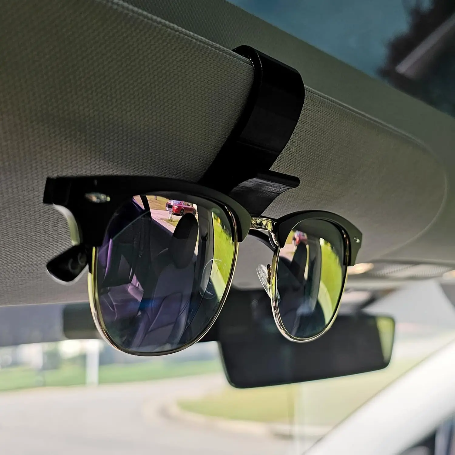 Yutelme 2-Pack USA-Made 3D Printed Visor Clip - Car Organization Supplies, Tesla EV Model 3 & Model Y Accessories, Sunglasses & Parking Ticket Holder, Car Accessories, Lightweight, Compact, Dual Pack, Driving, Clip On, Car Organizers, Daily Commutes