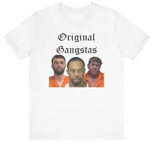 Scottie Scheffler Mugshot T-Shirt, Free Scottie Shirt, Tiger Woods & John Daly Mugshot Tee, Funny Golf Shirt, Sports Fan T-Shirt, Gildan Unisex, Premium Quality Cotton, No-Fade Colors, Wash After Wash