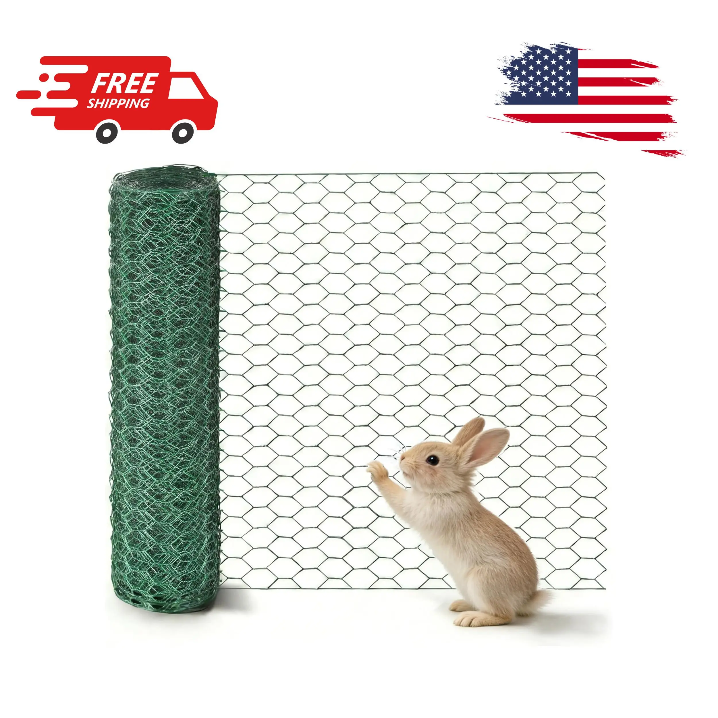 Chicken Wire for Floral Arrangements 15.7 x 157 in, Green PVC Coated Hexagonal Netting