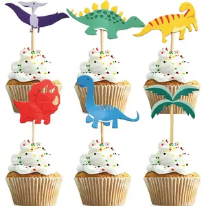 P-PSD021   Dinosaur Cupcake Toppers,24 PCS Dinosaur Cake Topper,Dinosaur Birthday Decorations,Dino Cupcake Toppers