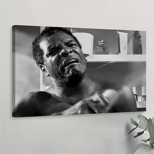 Framed Humorous Bathroom Canvas Wall Art |     Contemporary Black & White Movie-Themed Poster with Wooden Frame |     Durable Polycarbonate Material |     Ideal for Indoor Decor |     Perfect for Room Decor Ornaments Decoration