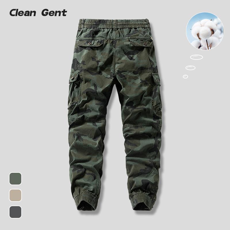Clean Gent Men&rsquo;s Summer Lightweight Camouflage Cargo Pants, Jogger Style, Durable and Breathable Cotton Fabric, Camouflage Pattern Design, Suitable for Work