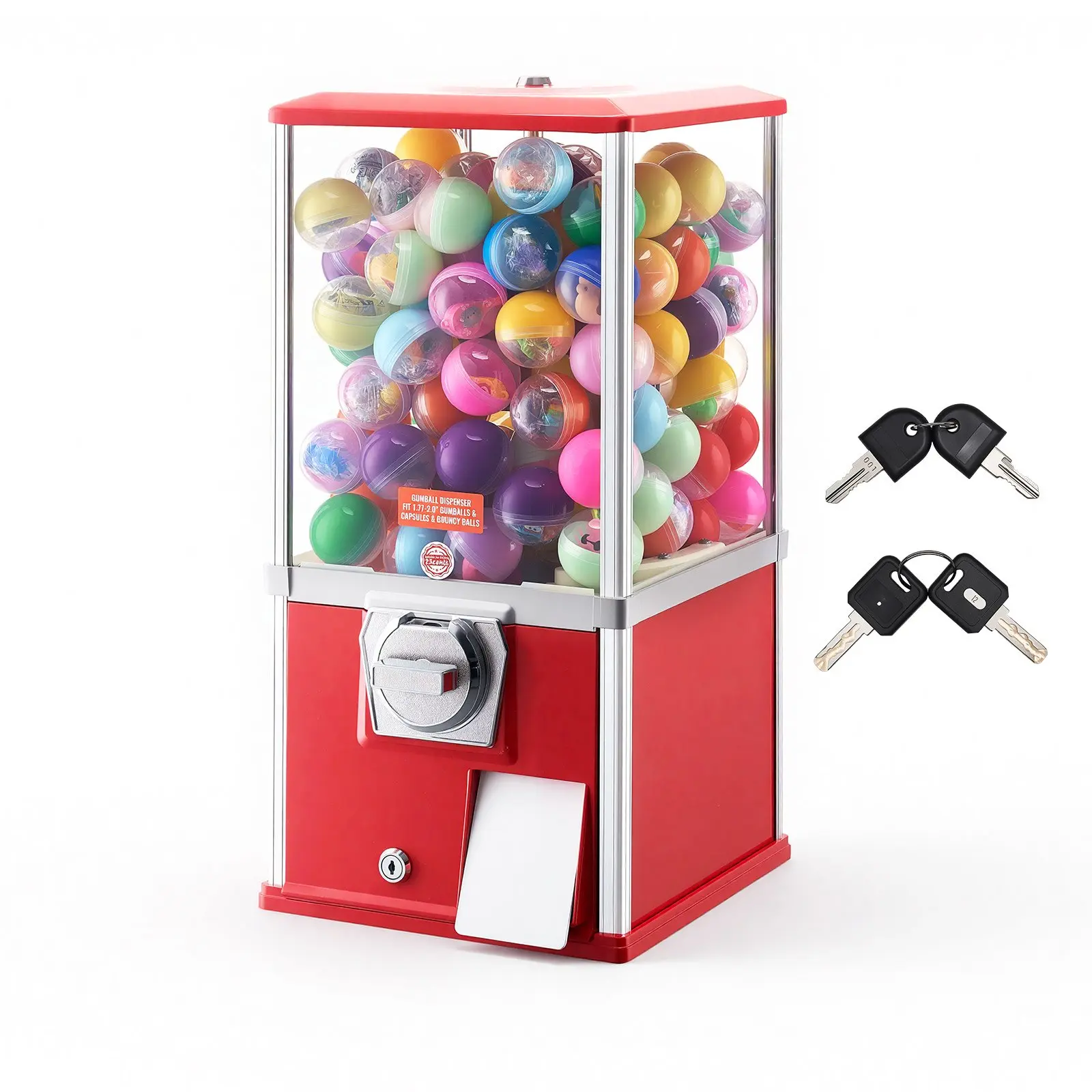 【Summerfinds】VEVOR Gumball Machine, 21 inch Height Candy Vending Machine Dispenser, 25-Cent Vending Machines for Shopping Malls, Supermarkets, Amusement Parks, Arcades, Holds Up to 180 1.77 inch Spherical Candies Round Portable