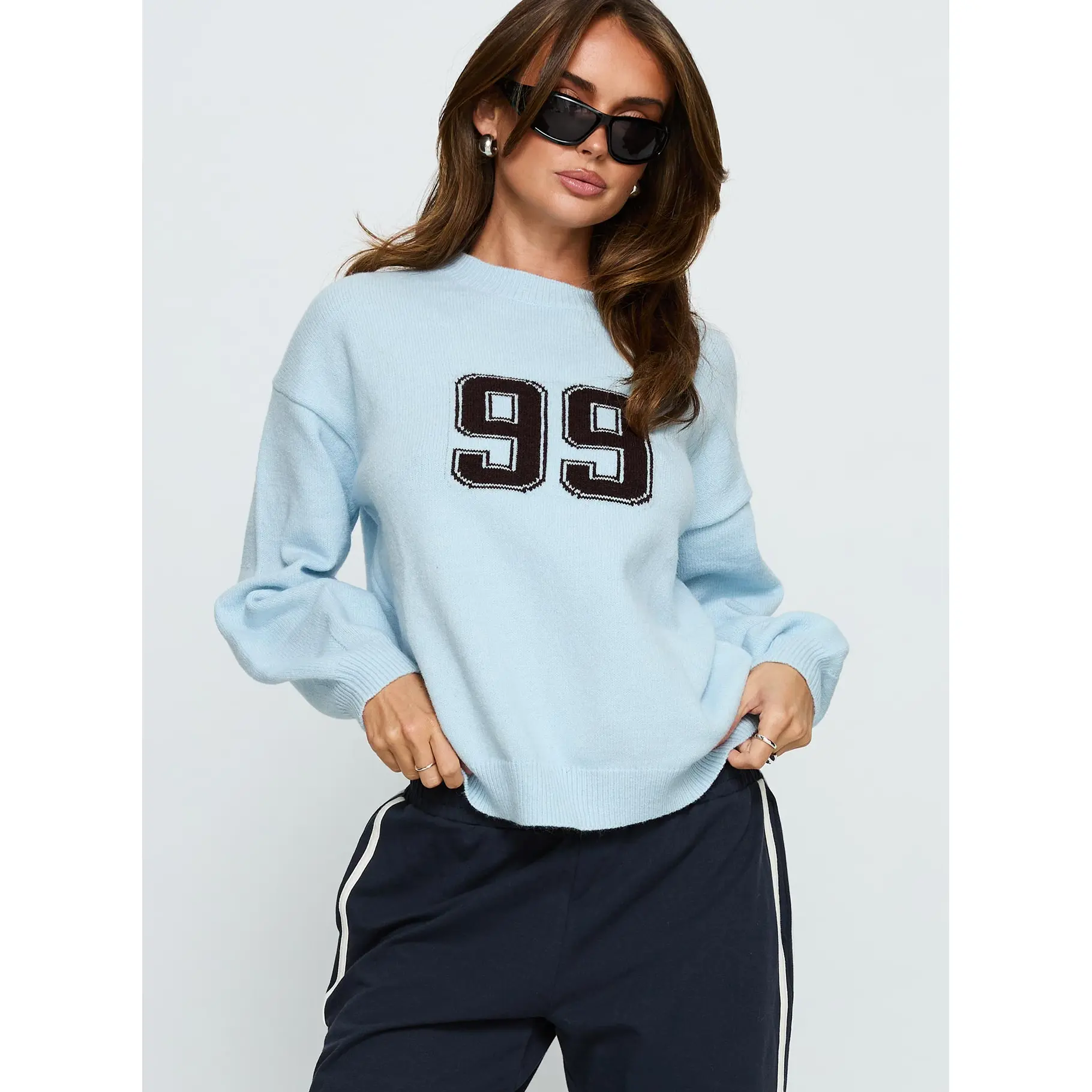 Ranee Graphic Knit Sweater Blue