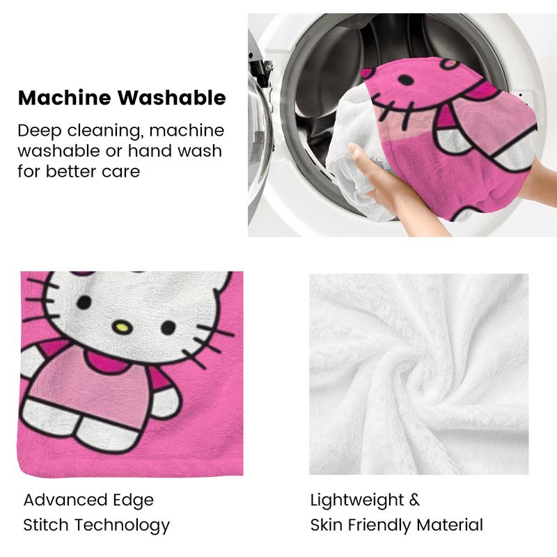 Sanrio Hello Kitty Rose Red Full Print Plush Blanket Unisex Vibrant Design for Fans of Sanrio and Hello Kitty Complete and Clear Representation