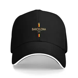 Unisex Crown Graphic Hats - Barcelona Spain Pattern, 1 Piece, Travel-Friendly, All-Season Fashion Accessory