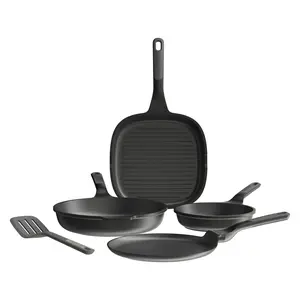BergHOFF Leo Stone+ 5pc Nonstick Ceramic Specialty Pan Set with Turner, Recycled