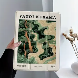 Graceful Yayoi Kusama Japanese Art Forest Tablet Case, Aesthetic Protective Cover Auto Wake/Sleep,Anti-Drop Scratch-Resistant,Transparent Acrylic Back,Fits 7.9/8.3/10.2/10.5/10.9/11/12.9/13 Inch, Shock-resistant Full Cover Protective Case Ideal for Office