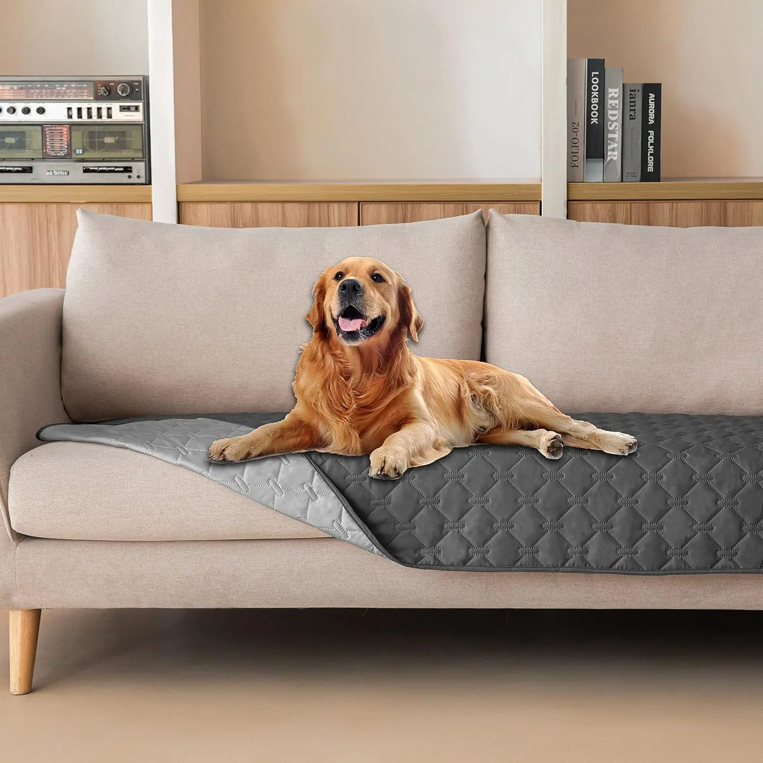 3X Stronger Waterproof Scratch-Proof Pet Blanket, Reversible Furniture Protector for Dogs/Cats, Easy Care 30x70 in Dark Grey for Homeowners, 30X70 Inches