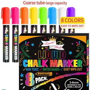 12 Color Washable Liquid Chalk Set, PVC Box, Suitable for Blackboard, Whiteboard, LED Windows, Car Window Painting, Fluorescent Markers
