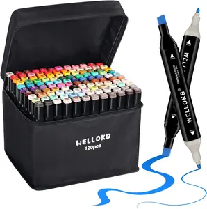 WELLOKB Alcohol Markers Set for Kids & Adults,24/48/60/80/120 Pcs Dual Tip Art Markers,Permanent Markers with Case for Storage