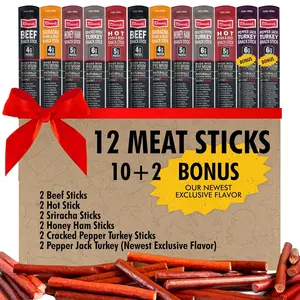 Meat Stick Variety Pack - Includes Bonus Pepper Jack Turkey Sticks - Bold Meat & Snack Sticks Sampler | High Protein, Low Carb, Keto Friendly | Turkey, Ham, Beef & Pork | Great Gift for Men, Dads & Jerky Lovers