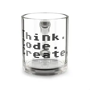 Glitch Text Design Glass Mug | 10oz Clear Coffee Tea Cup