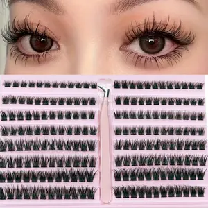 192 Clusters Of Single Wet Eyelashes, DIY Eyelash Extensions D-curled Artificial Eyelashes, Grafted Eyelashes, Moist Makeup Feeling, Comic Eyelashes, Daily Eyelash Clusters, Natural Makeup Feeling, Suitable for Daily Wear, Cosmetic Eyelash Extension