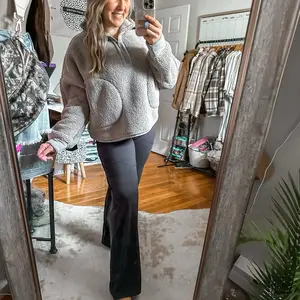 The Back To Reality Stone Taupe Sherpa Mock Neck Quarter Zip Jacket