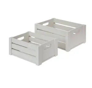 Mainstays Gray Wood and Wire Storage Basket Set with Handles, Set of 2