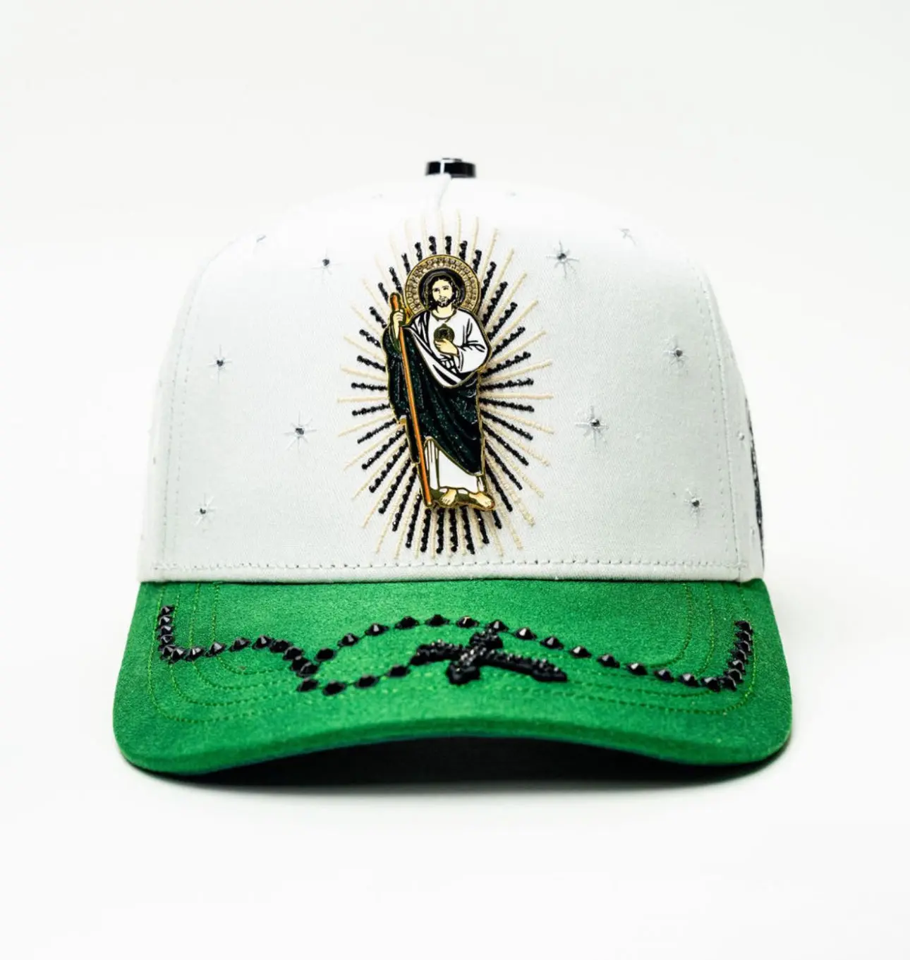 San Judas Tadeo White Crystal SnapBack