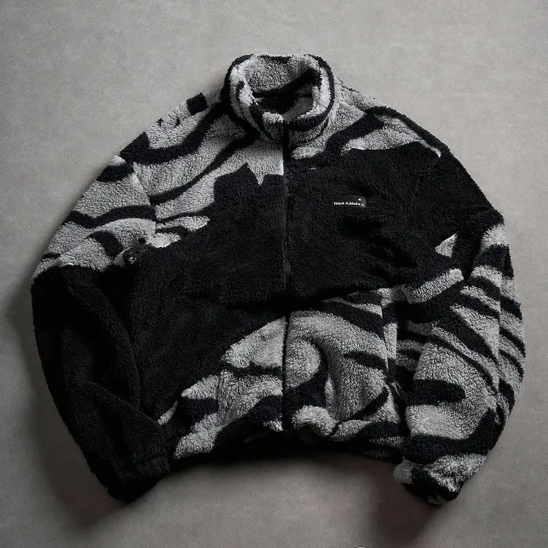 Cozy Fleece Zipped Jacket | Bold Zebra Print + Contrast White Panel 🔥 Trendy Oversized Fit, Soft Sherpa Texture—Perfect for #OOTD #StreetStyle #FashionTok. Elevate Your Casual Look with This Statement Outerwear! #FleeceJacket #ZebraPrint #TrendyCoat #Win