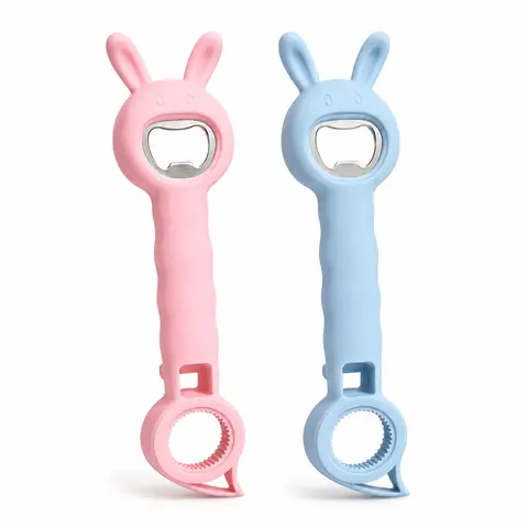 4-in-1 Multi-Function Bottle & Jar Opener, Bunny-Shaped Kitchen Opener Tool with Bottle Opener, Twist Cap Grip, Pull-Tab Hook & Jar Lid Opener, Easy-Grip Household Gadget