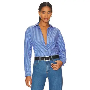 NILI LOTAN Yorke Shirt in Red And White Stripe