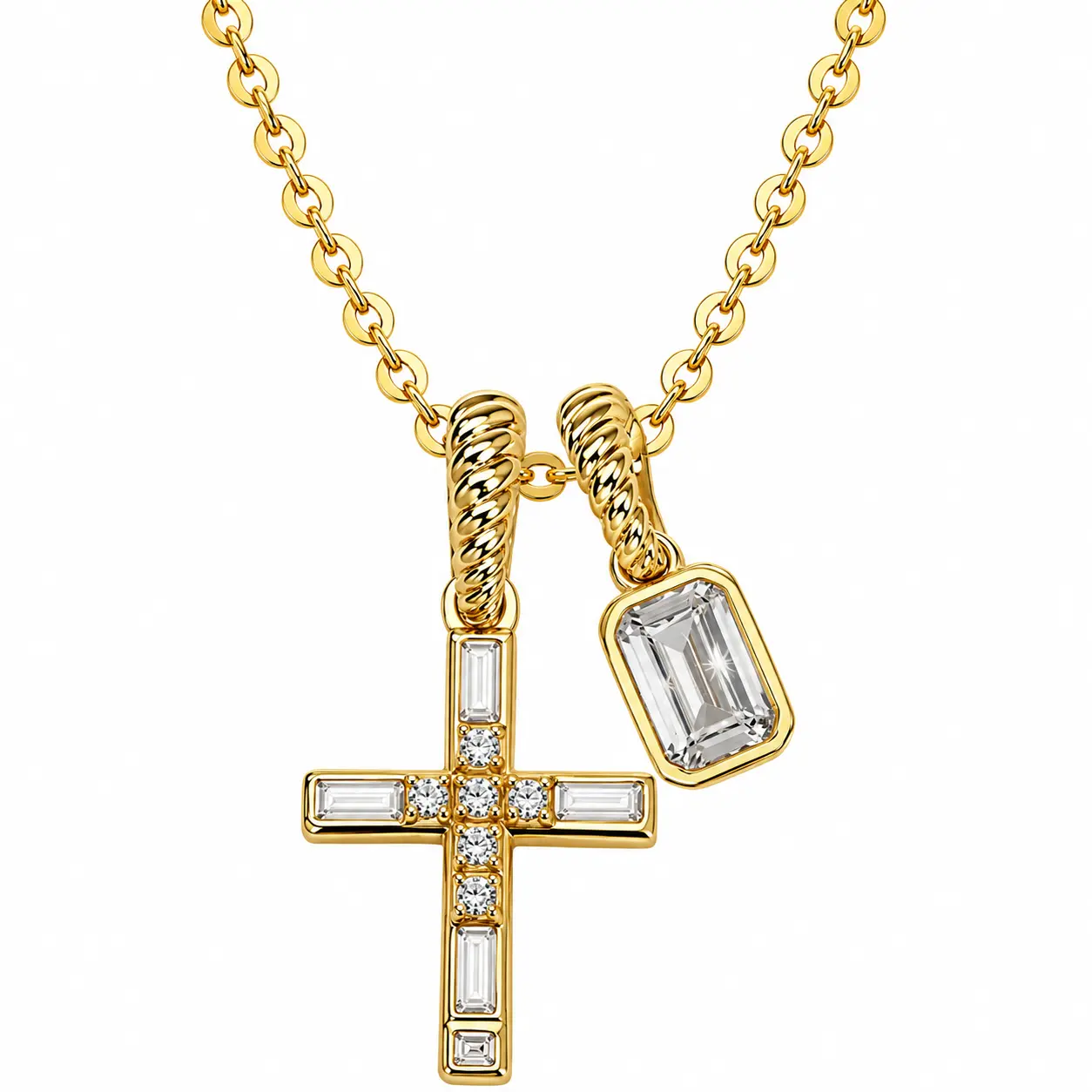 Tewiky Gold Cross Necklace for Women Dainty Layered Pendant Necklace with CZ Cross Fashion Jewelry for Women Gift for Her