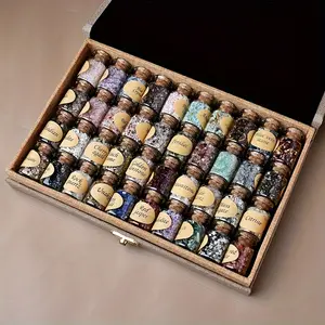 20-Piece Natural Crystal Crushed Stone Bottle Set in Independent Box Packaging Exquisite Gemstone Agate Decorative Stones for Home Decor Holiday Gifts Children's Toys Art Crushed Stone Bottles