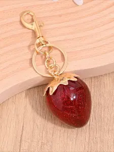 Crystal Apple Pendant, Pear, Strawberry, Fruit Bag Charm Keychain Creative Women's Gift Car Decoration Cute Keychain