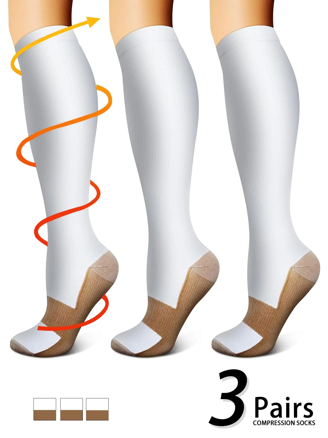 White and brown splicing three-piece set