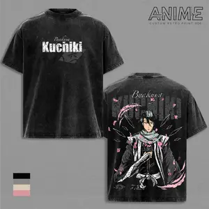 Byakuya Kuchiki Bleach Vintage Washed Graphic Tee, Oversized Relaxed Fit, Heavyweight Cotton Streetwear, Unisex Casual Wear, Gift for Anime Fans
