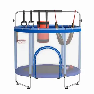 60" Trampoline with Safety Enclosure - 400lbs Capacity, Adjustable Mini Indoor/Garden Bounce House with Pad for Toddlers