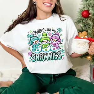 Chillin With My Snowmies , SnowMan Friends Shirt , Cute Winter T shirt , Freezing Winter Tshirt Design, Cold Weather shirt