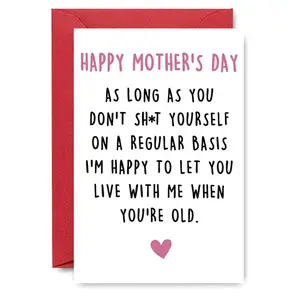1PC Funny Mom Mother's Day Card with Bold Text, Perfect for Mother's Day Greeting, Humorous Gift, Lighthearted Message, Handmade Greeting Card for Moms