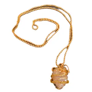 Crystal Wire Wrapped Necklace with Copper Chain - Elegant and Durable Design