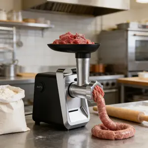 Household Chefs 1pc Electric Sausage Stuffer & Meat Grinder MG-S10,UL982 Approved,200W 110-120V,V0 Flame Resistant Plastic Shell,Class130 Insulated Motor,Cast Aluminum Head for US Indoor Kitchen,DIY sausage making,fresh ground beef,domestic food prep tool