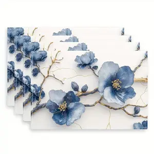 2D flat printing, 2pcs/4pcs/6pcs/8pcs floral patterned placemats, party decoration table supplies, holiday placemats, seasonal placemats, home decoration