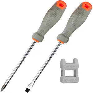 2 Pack   Set, Slotted and Phillips  6 Inch, Non Slip Cushion Grip Screw Driver Kits include Magnetizer, for  Repair and Industrial Use