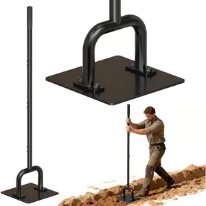 Heavy Duty Steel Tamper with 61" Handle, Hand Compactor Tool for Soil, Gravel, Sand, Asphalt, Paver Base, Driveway and Yard