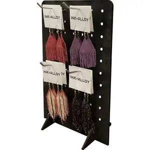Torched Pegboard Display Stand for Jewelry, Craft Shows, Selling, Vendor Events,, Peg Board Accessories Rack Organizer, Medium 8" L x 4.3" W x 12" H, Ebony